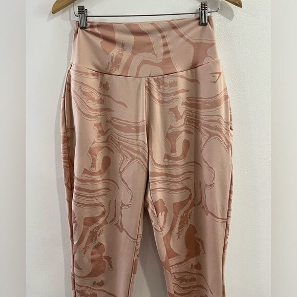 Gymshark GS Power Bottoms Light Pink Marble Print Gym Pants Women’s Size Size M - Picture 3 of 7